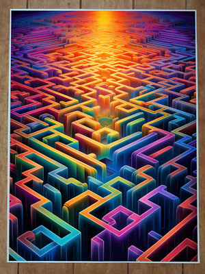 Geometric Pattern Psychedelic Trippy Poster 18x24in