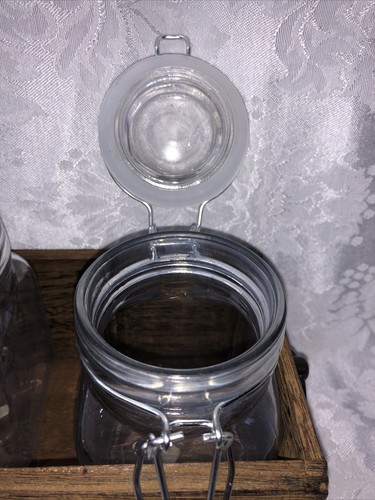 Parini New Grill Master Glass Jar Condiment Set+Spoons+Wood Carry Box - Picture 6 of 7
