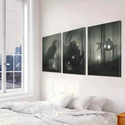 3pcs Mystical Forest & Eagle  Wall Art Canvas Unframed/Framed