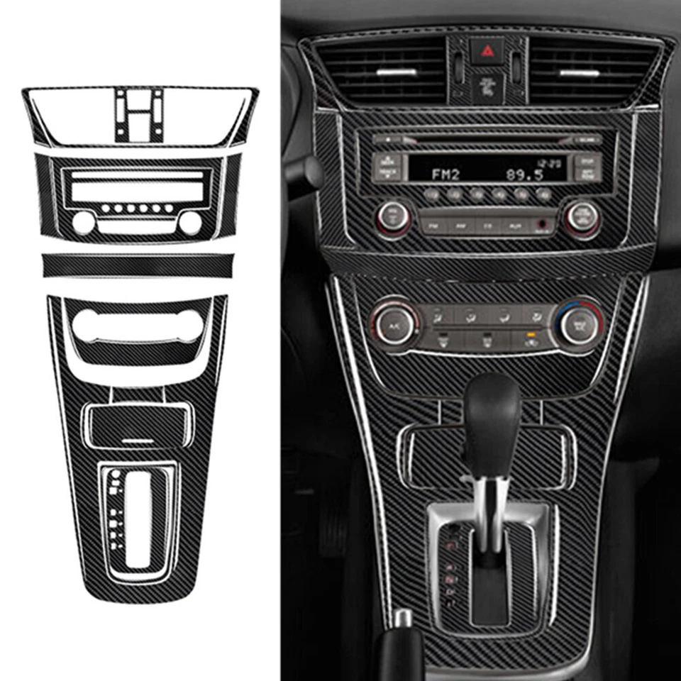 Juegos completos de embellecedores interiores de fibra de carbono para Nissan Sentra 2013-2019 Foto 2 de 4