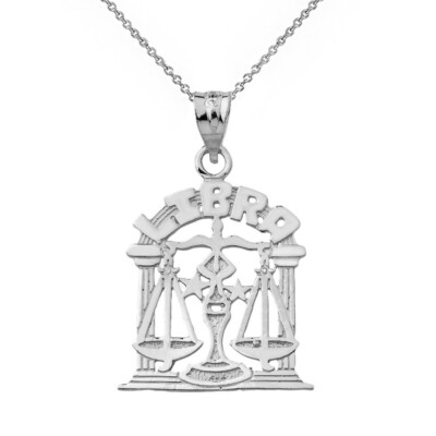 925 Sterling Silver Zodiac Astrological Libra Scales of Balance Pendant ...