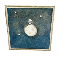 Bear on the Moon Oopsy Daisy Canvas Box Framed Nursery Art 6.75" Marisa 2015