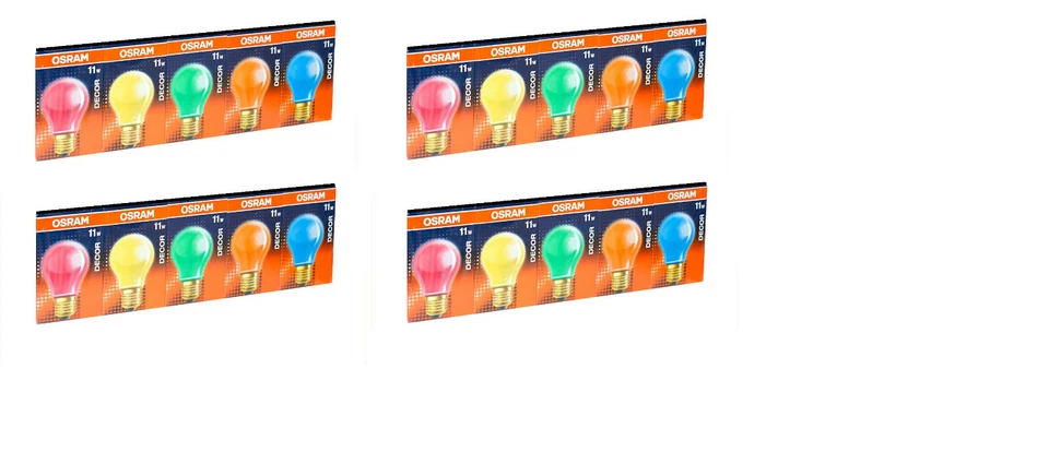 20er Set Glühbirnen bunt ORIGINAL OSRAM 11W E27 Party EEK: G (Spektrum A bis G)