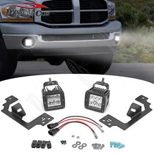 24W LED Light Pod Bumper Fog Mount Bracket Wiring For 03-09 Dodge Ram 2500 3500