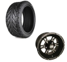 Golf Cart 215/35-12 DOT Guardian Tire mounted on E114 Gloss Black Wheel set of 4