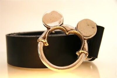 JUSTICE BODAN DISNEY LEATHER BELT HAND CAST BRONZE MICKEY MOUSE BUCKLE 32 $225 