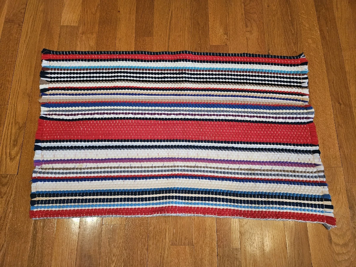 Vintage Multicolor SCATTER Woven Rug Reversible Woven 19x33 Kmart Throw 2x4