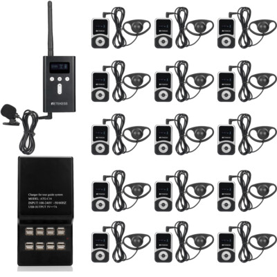 RETEKESS Wireless Tour Guide Audio System 15 Receiver with Charging Base Meeting