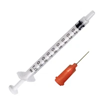 1cc 1ml INDUSTRIAL SYRINGES WITH 24 GA GAUGE BLUNT TIP NEEDLES 10 25 50 100 PC