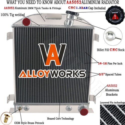 3Row Radiator For 1928-32 Ford Model A Chopped/Hi-Boy/Grill Shells Swap ...