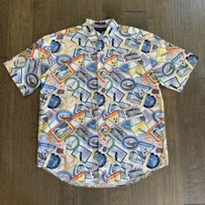NEW Tommy Hilfiger Shirt Mens Large Graphic Print Athleisure Golf Casual