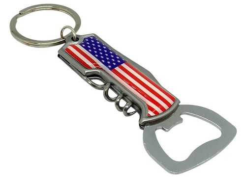 WHOLESALE LOT 12 Patriotic American USA US Flag Bottle Opener Souvenir Key Chain - Picture 3 of 7