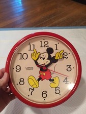 Mickey Mouse Lorus Quartz Wall Clock with Moving Feet, Vintage, Gently Used 10"