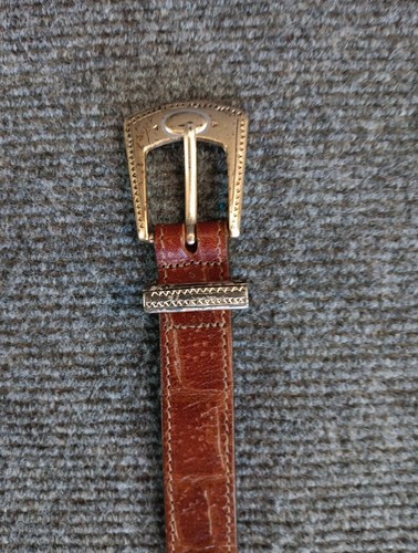 Cintura vintage Brighton tono argento concho pelle marrone western donna media 34 - Foto 14 di 17