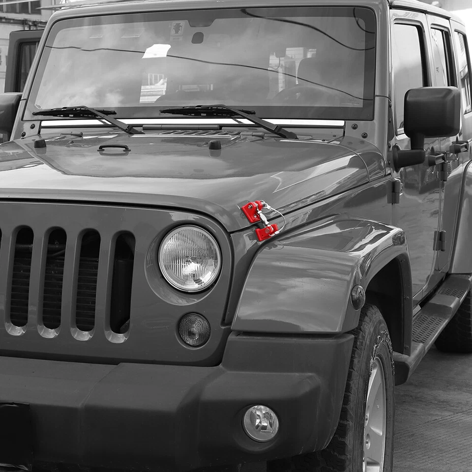 2Pcs Red Hood Latch Locking Catch Buckle Trim for 2007-2018 Jeep Wrangler JK JKU Foto 2 de 4