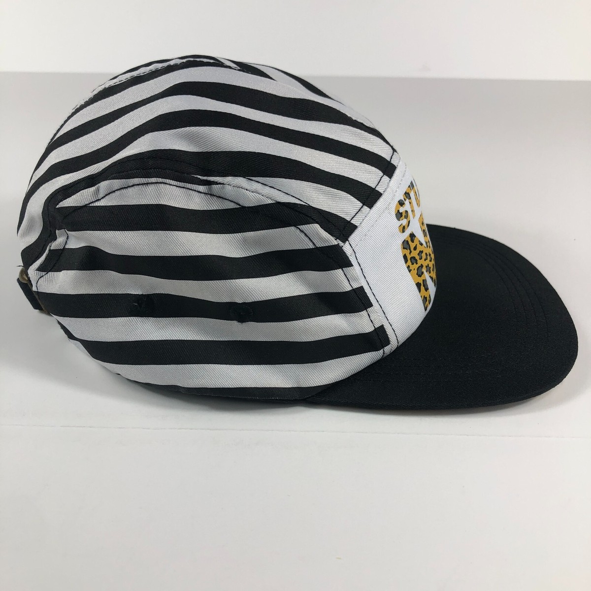 Stussy N4 Hat Strap Back Adjutable Cap Black White Striped Stussy N4 Hat Strap Back Adjutable Cap Black White Striped