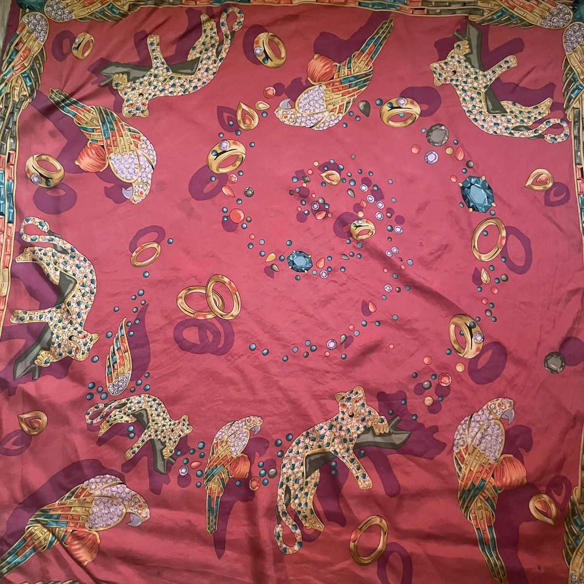 must de Cartier ストール MUST DE CARTIER scarf Silk TWill Jungle Leopard Handroll