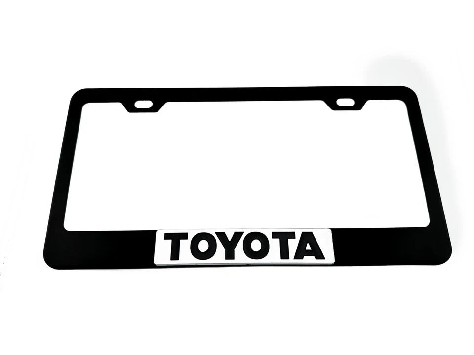 Black License Plate Frame Stainless Steel for TOYOTA with Chrome Plaque Emblem - Image 3 of 3