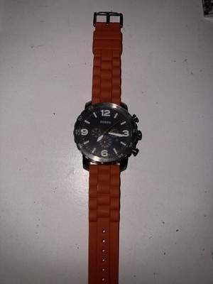 Fossil JR1428 Men s Quartz Chronograph Date Black Dial Orange Silicone 5 ATM