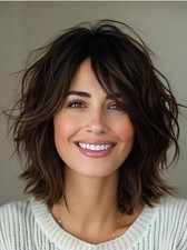 Short Bob Brown Wig with Blonde Highlight 100 Human Hair Lace Front Wigs