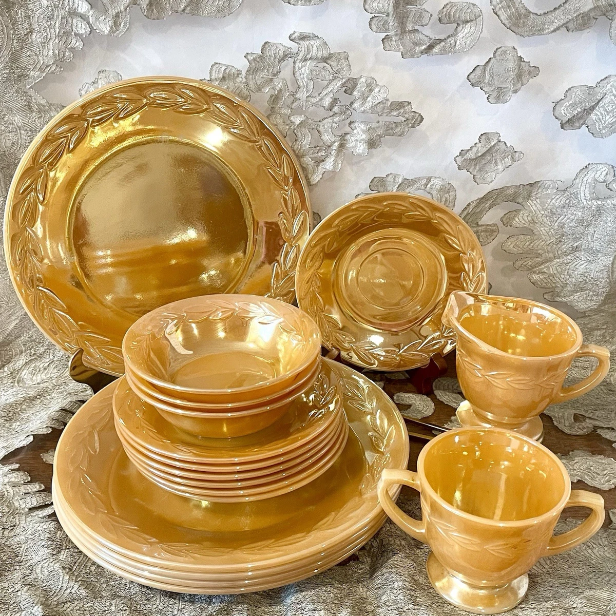 Fire King Peach Lustre Set for sale | eBay