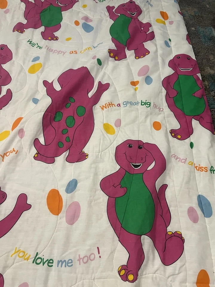 Manta edredón Lyons Group Barney Baby Bop tamaño doble 1992 vintage Foto 4 de 4