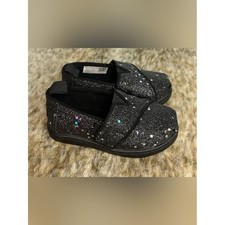 TOMS Black Glitter Slip On Shoes Toddler Girl Size 6