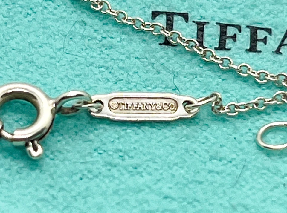 Tiffany & Co. Return Mini Double Heart Tag Pendant Necklace Blue Enamel Diamond - Image 4 of 4