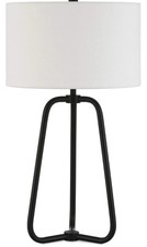 Henn Hart 25.5" Tall Table Lamp with Fabric Shade in Brushed Silver, for Home...