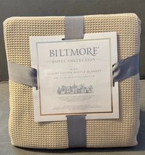 Biltmore Hotel Collection - Luxury Cotton Waffle Blanket - King - Tan