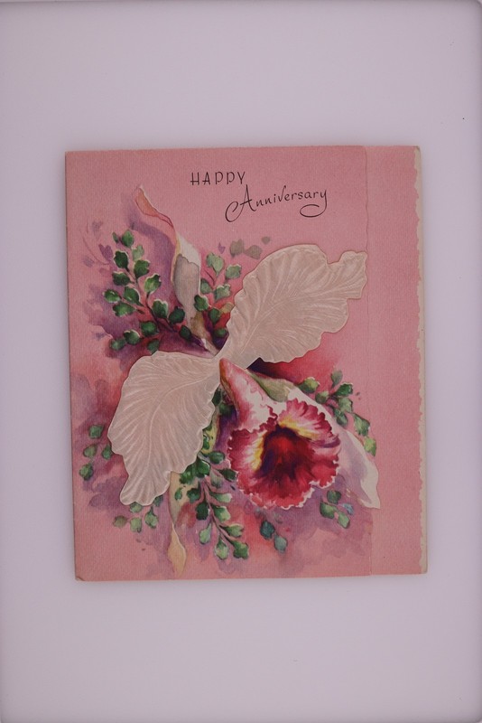 Vintage Doehla Anniversary Card Embossed Floral 1003