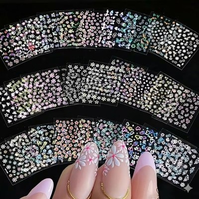 3D Nail Art Stickers Decals Self-Adhesive Flowers  Designs DIY Tips Deco