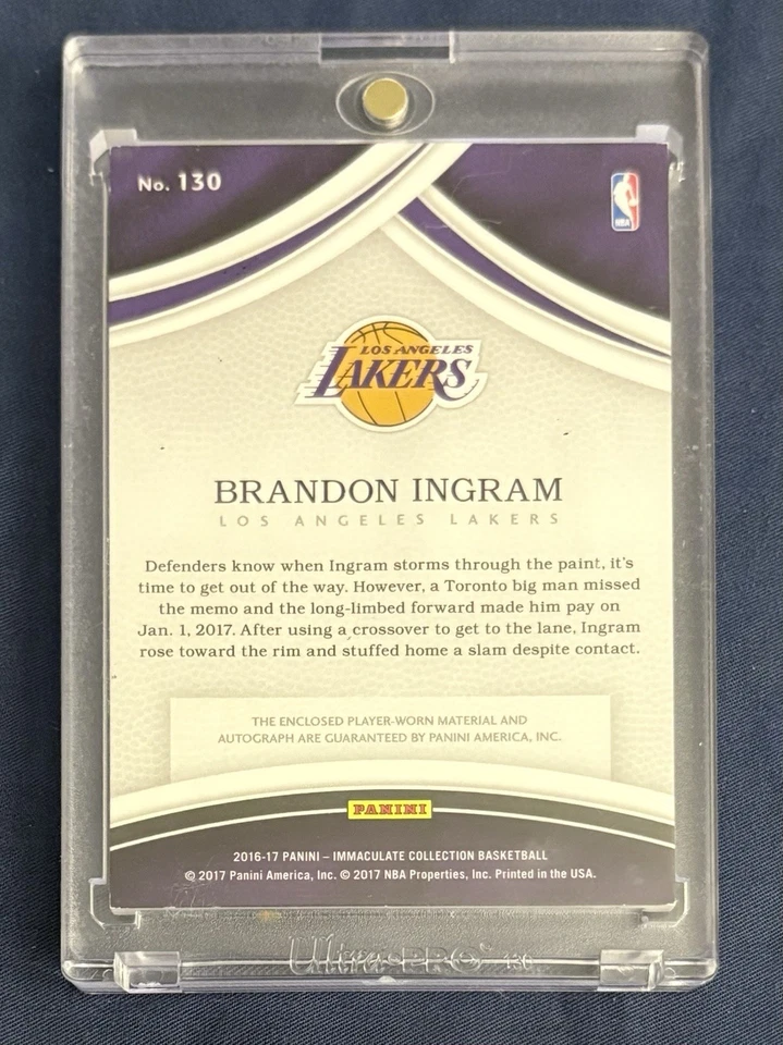 2016-17 Immaculate Brandon Ingram Auto Patch Rookie RC /99 - Image 2 of 2