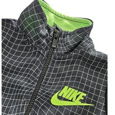 Nike Toddler Boys Tracksuit Set Black Neon Green Grid Print Jacket Pants 2T