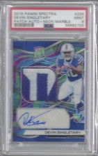 DEVIN SINGLETARY 2019 PANINI SPECTRA MARBLE PATCH AUTO RC #D 1/4 PSA 9 POP 1/1