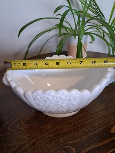 Fenton Daisy and Button Pattern Bowl Milk Glass, White Milk Glass Oval Bowl - Picture 6 of 6