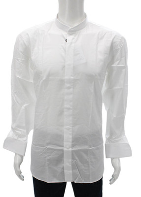 Atelier Munro Mens White Check Cotton Button-Up Dress Shirt Long Sleeve Size 43