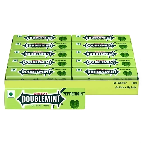 Wrigleys Doublemint Peppermint Chewing Gum 20 Packs X 5 Pieces BBE: 10/03/2026