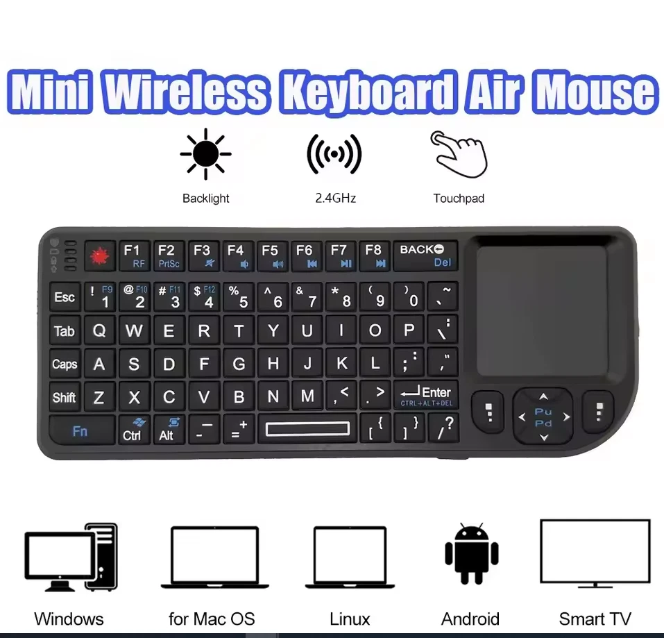 Genuine  2.4G Wireless Mini Keyboard + Touchpad for PC Android TV Box Smart TV - Image 4 of 4