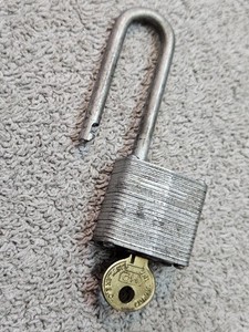 Vintage Master Lock No. 7  Extended Shank Padlock Made In Milwaukee USA