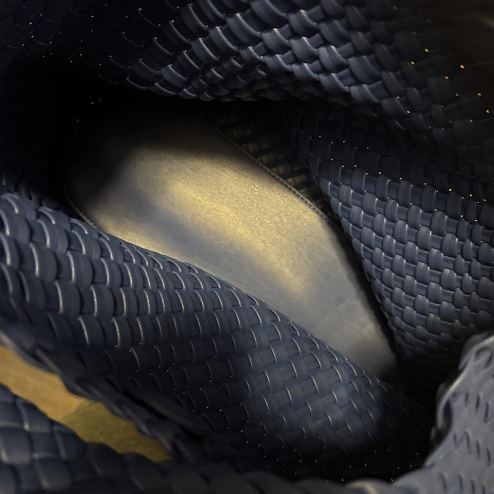 Melie Bianco Brigitte Large Satchel  Blue Woven Vegan Leather Knot Bag + Wallet - Image 4 of 4