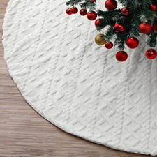 72 Inch Large Faux Fur Christmas Tree Skirt for 7.5ft to 12ft Tree Crossed Di...