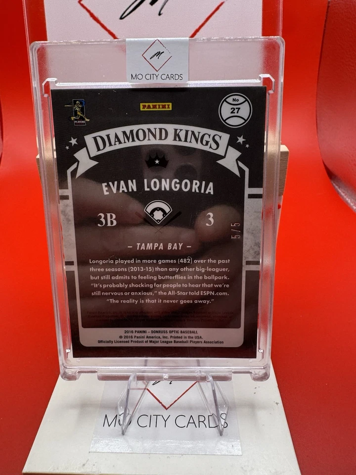 Donruss Optic Diamond Kings #27 2016 Evan Longoria verde 5/5 Tampa Bay Rays Foto 2 de 3