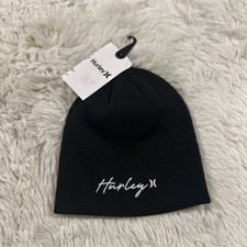 Hurley womens Script Staple Beanie Black White logo NWt NEW one size