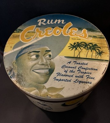 Vintage Collectible 1 lb Rum Creoles Tin..Empty 6.5'' x 4''