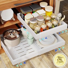 2 Pack Pull Out Cabinet Organizer Expandable Kitchen Storage No Drill