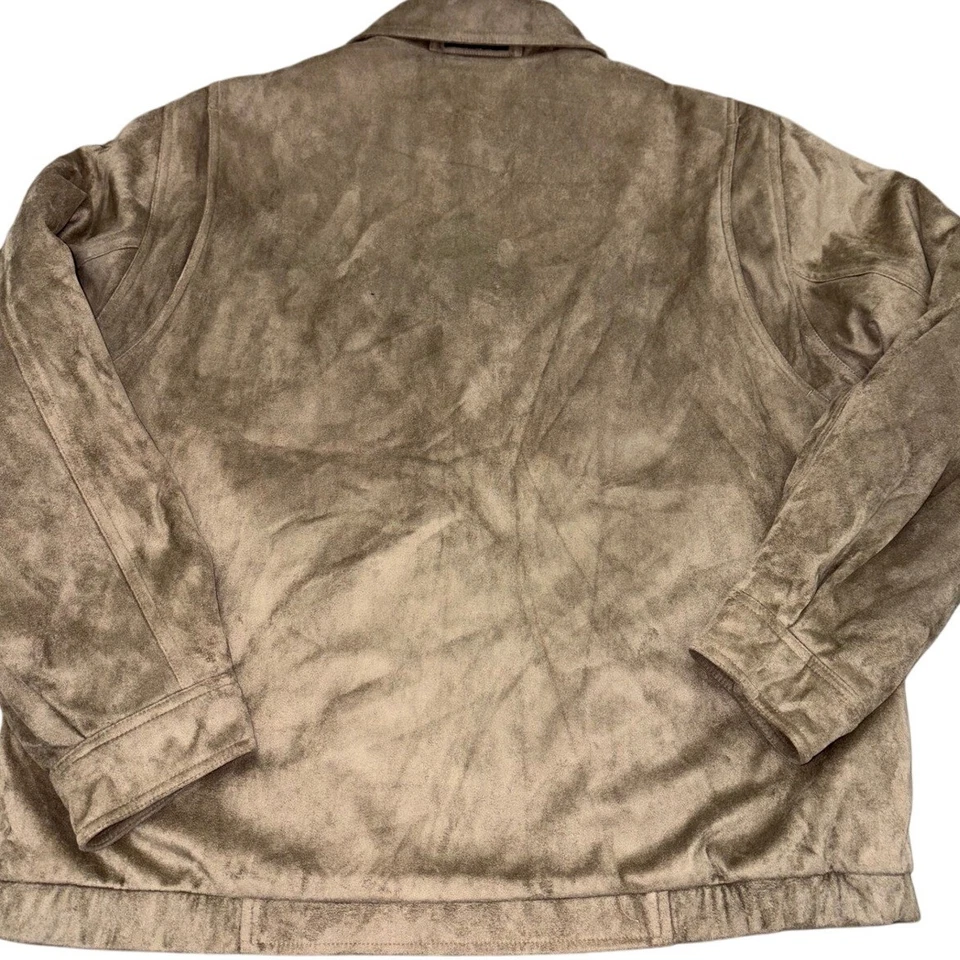 VTG Claiborne Sueded Finish Faux Suede Jacket Taupe Brown 90s Y2K Style Mens L - Image 3 of 4