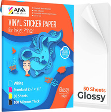 Printable Vinyl Sticker Paper - Waterproof Decal Paper for Inkjet Printer - 50 S