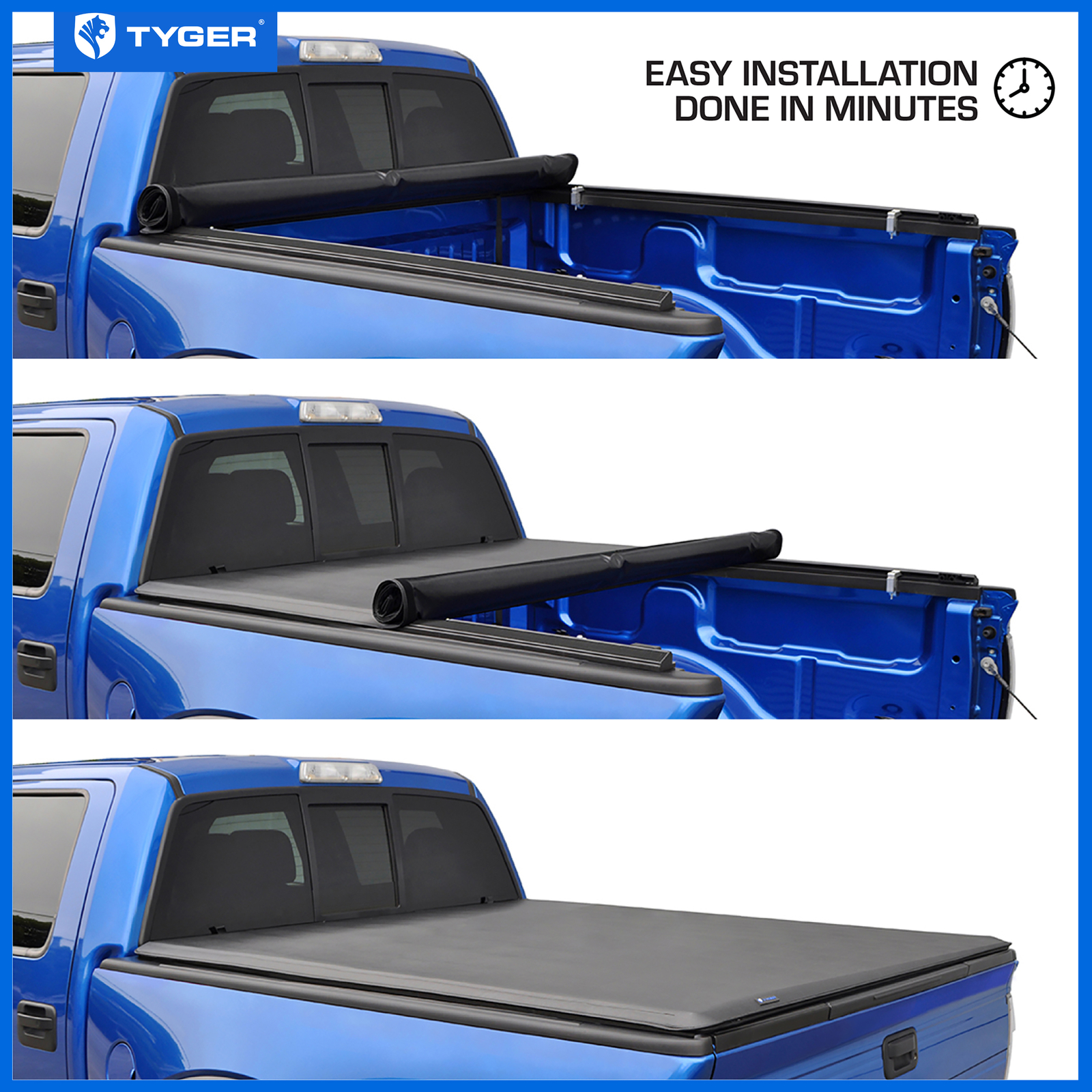 TYGER T1 Soft Rollup Tonneau Cover for 20162023 Toyota 5' Bed