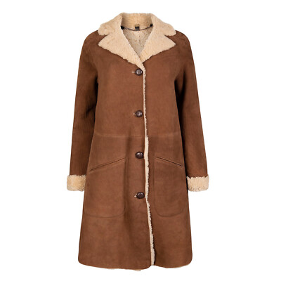 BELSTAFF CAR COAT Merino Shearling Jacke Lammfell Leder Fell lang